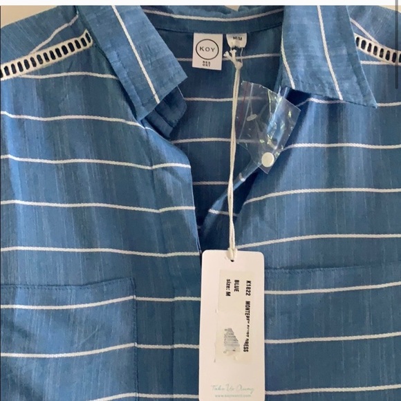 NWT Koy Resort Blue Striped Dress Size Medium - Picture 2 of 7